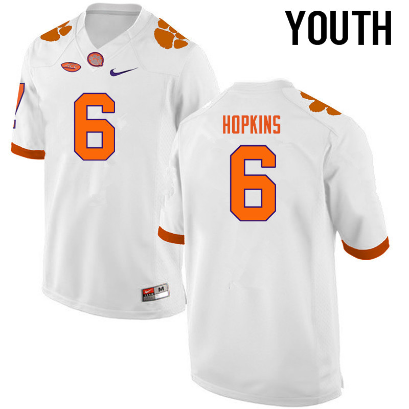 Youth Clemson Tigers #6 DeAndre Hopkins College Football Jerseys-White